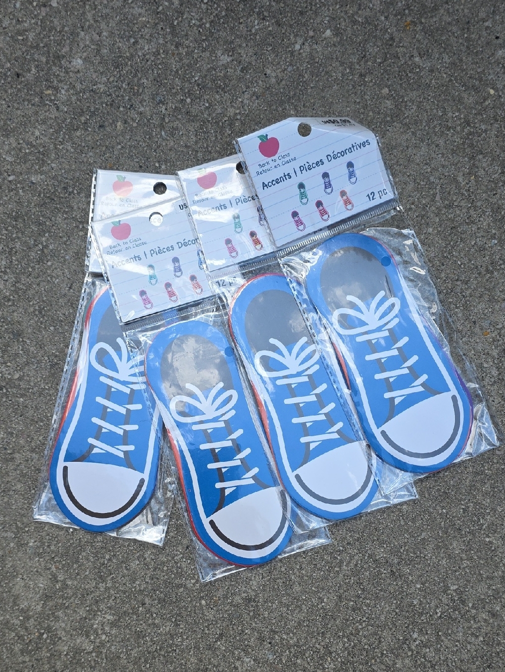 Assorted Color Sneaker Shoe Cutout Accents - Pack of 12 Total  4 Packs